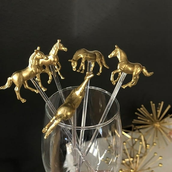 LHWEN Horse Drink Stirrers Party Decor Wedding Drink Marker Bar Stir Stick Reusable 7.5 Inch Elegant Design for Cocktails and Beverages Perfect for Weddings Birthday Parties Events and Receptions
