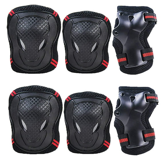 LHWEN Kids Roller Skating Gear Set Adults Knee Wrist Guards Protective Pads Adjustable Shockproof Comfortable Sports Equipment for Cycling Biking Skateboarding Outdoor Sports Wear Breathable Material