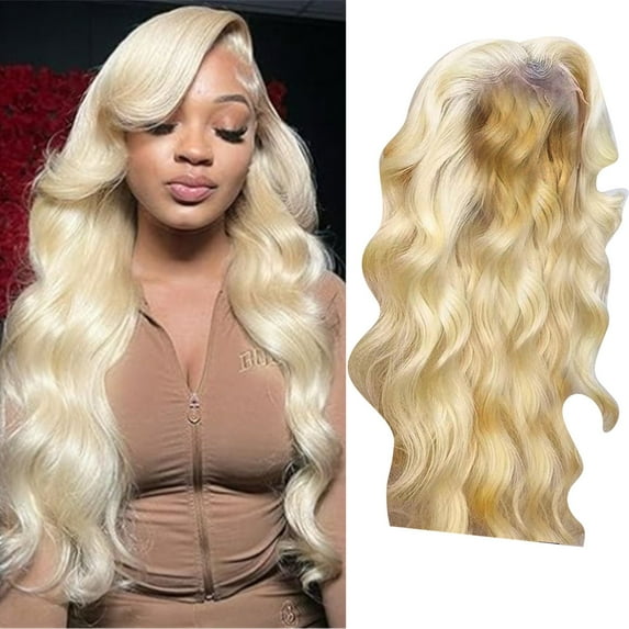LHWEN Lace Front Wig Human Hair 3 Colors Highlight 28 Inch Loose Long Curly Wig with Adjustable Cap Natural Look for Women Daily Wear Party Work Breathable Comfortable Elastic Belt