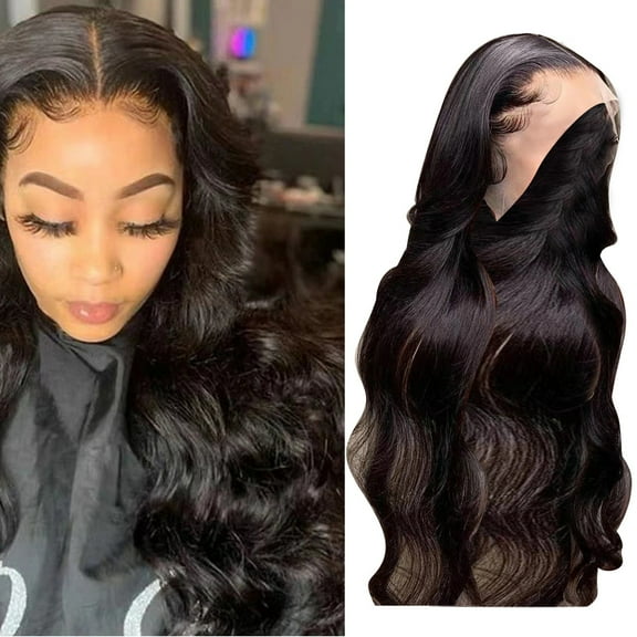 LHWEN Lace Front Wig Human Hair 3 Colors Highlight 28 Inch Loose Long Curly Wig with Adjustable Cap Natural Look for Women Daily Wear Party Work Breathable Comfortable Elastic Belt