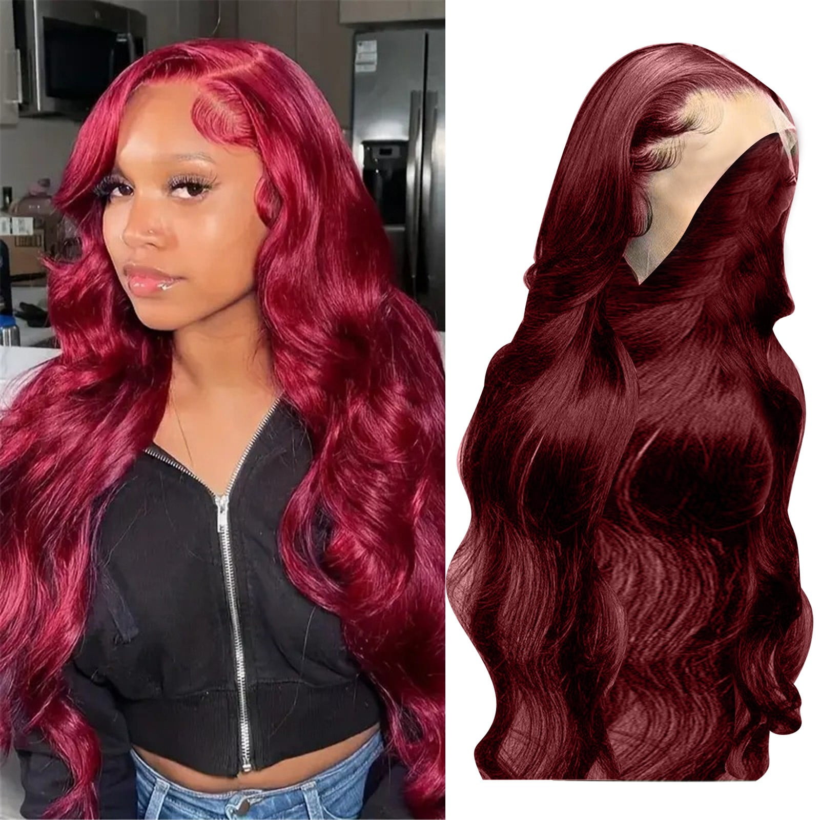 LHWEN Lace Front Wig Human Hair Highlight Long Curly Wig for  display picture 1