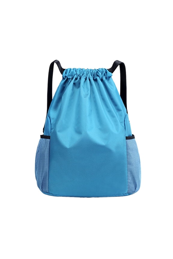 Large Capacity Drawstring Backpack Gym Fitness Bag with Pocket 40x48 cm Light Blue Drawstring Closure for Secure Storage and Wear- Design Comfortable Double-Shoulder Carrying Multifunctional Bag