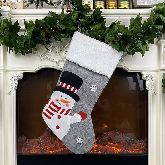 LHWEN Large Christmas Stockings Personalized Xmas Decorations Santa Snowman Reindeer Stocking Set Holiday Party Accessories Oversized Gift Holder Traditional Hanging Decor for Christmas