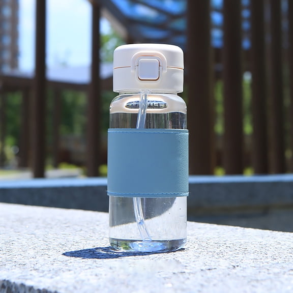 LHWEN Leakproof Water Bottle for Kids Recyclable - Co-polyester Spring Sippy Cup with Leather Cover 400ml Ironing Plastic Hydration Bottle Male and Female Students Couples Gift Water Cup for School
