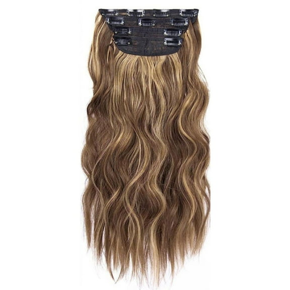 LHWEN Long Curly Hair Wig with Water Ripple Design for Increased Volume 50cm High Temperature Wire Clip for Easy Attachment Versatile Styling for Long and Short Looks Natural and Full Appearance