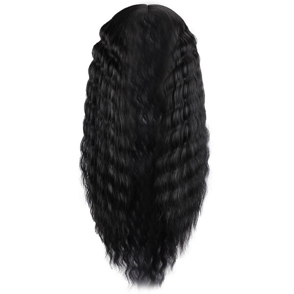 LHWEN Long Deep Wave Black Wig Synthetic Curly Wig For Women 30 Inch Long Black Wave Wig Middle Part Scalp Lace Wigs Natural Crimps Curls Beauty Salon Straight Hair Fun Lace Wavy Curls Braided Hair