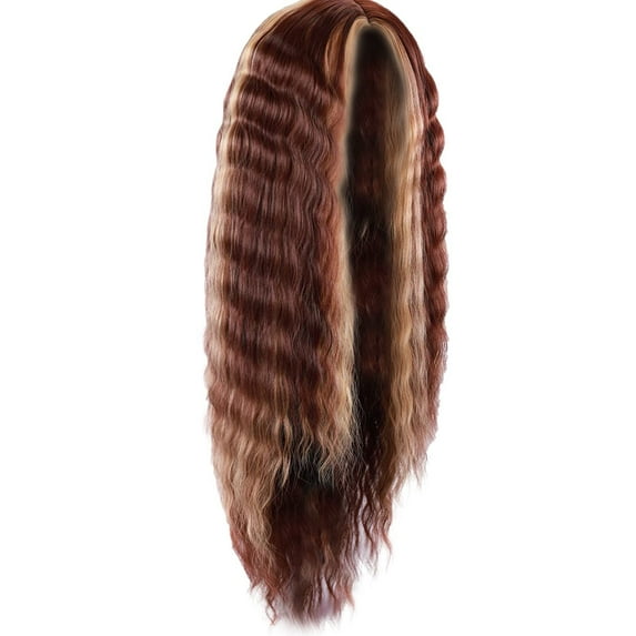 LHWEN Long Wig for Women 30 Inch Synthetic Curly Wig Middle Part Scalp Lace Base Natural Look Heat Adjustable Cap Comfortable for Daily Wear Dating Parties