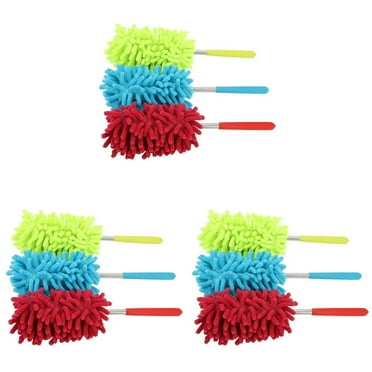 LHWEN Microfiber Retractable Handheld Duster Washable Dust Brush with Telescopic Wand for Car Cleaning Car Interior Cleaning Car Exterior Cleaning Wheel Cleaning 3PCS