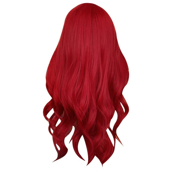 LHWEN New Ladies Wig Sea King Red Medium Long Curly Hair Suitable For Party Dance Wigs High Temperature Wire Wig 60cm/24in Beauty Salon Straight Hair Fun Lace Wavy Curls Braided Hair Synthetic Hair
