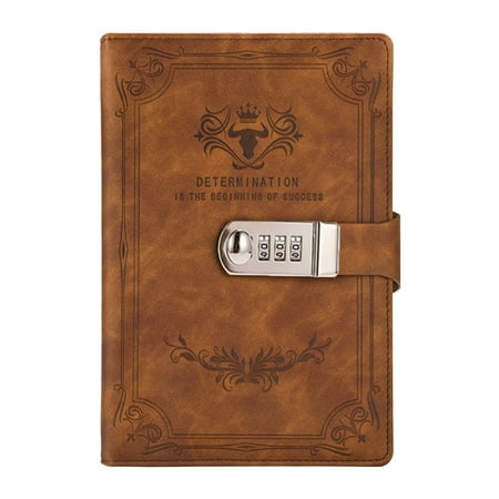 LHWEN Notebook with Password Lock PU Leather Modern Desktop to Protect Privacy and Creative Password Notebook with Password Lock Student Diary Notepad