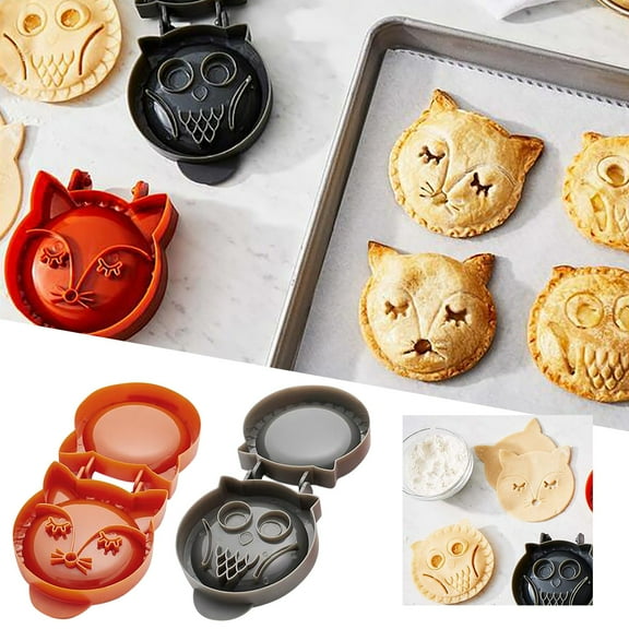 LHWEN Owl Pie Mould Set Christmas Baking Kit Fruit Pie with Self-Crimping Design Cute Animal Cookie Cutters ABS Plastic Perfect for Holiday Baking and Entertaining Make Adorable Individual