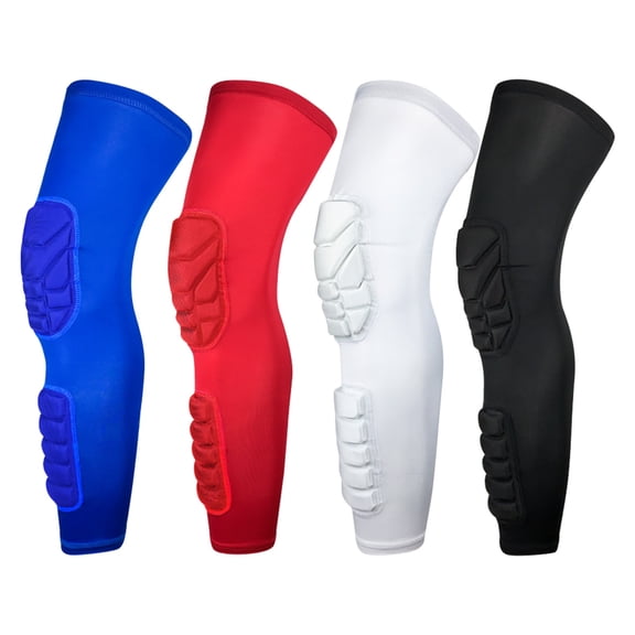 LHWEN Padded Knee and Calf Compression Sleeve with EVA for Football Basketball Volleyball Softball High-Flexibility Leg Guard Anti-Slip Design for Sports Impact Injury Prevention Breathable Spandex