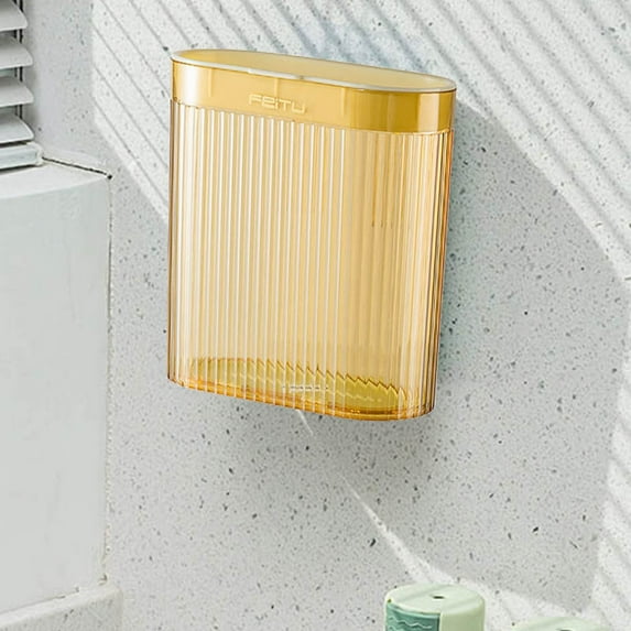 LHWEN Plastic Wrap Storage Box Kitchen Wall Mounted Large Capacity No Punching Design PP PET TPR Materials Elastic Bottom Opening Transparent Center For Easy Ideal For Plastic Wraps Shower Caps