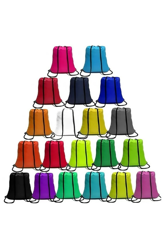Polyester Drawstring Backpack Bundle 20Pcs Blank 210D Shoulder Bags Durable Bulk Pocket Ideal for Custom Printing Sports Camping Travel School and Daily Use