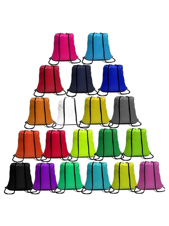 Polyester Drawstring Backpack Bundle 20Pcs Blank 210D Shoulder Bags Durable Bulk Pocket Ideal for Custom Printing Sports Camping Travel School and Daily Use