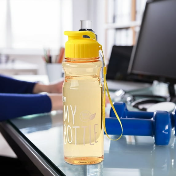 LHWEN Portable Clamshell Water Bottle Sports Outdoor Plastic Cup Leak-Proof Lanyard Lightweight Transparent Design Fitness Yoga Travel Camping School 22cm PET Material