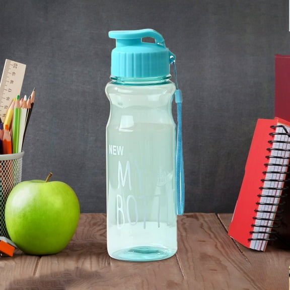 LHWEN Portable Clamshell Water Bottle Sports Outdoor Plastic Cup Leak-Proof Lanyard Lightweight Transparent Design Fitness Yoga Travel Camping School 22cm PET Material