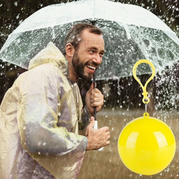 LHWEN Portable Emergency Raincoat with Hood Lightweight Plastic Rain Poncho Clip-On for Backpack Purse Adult Size Keychain Rain Gear for Travel Outdoor Activities 1 Pack Assorted Colors