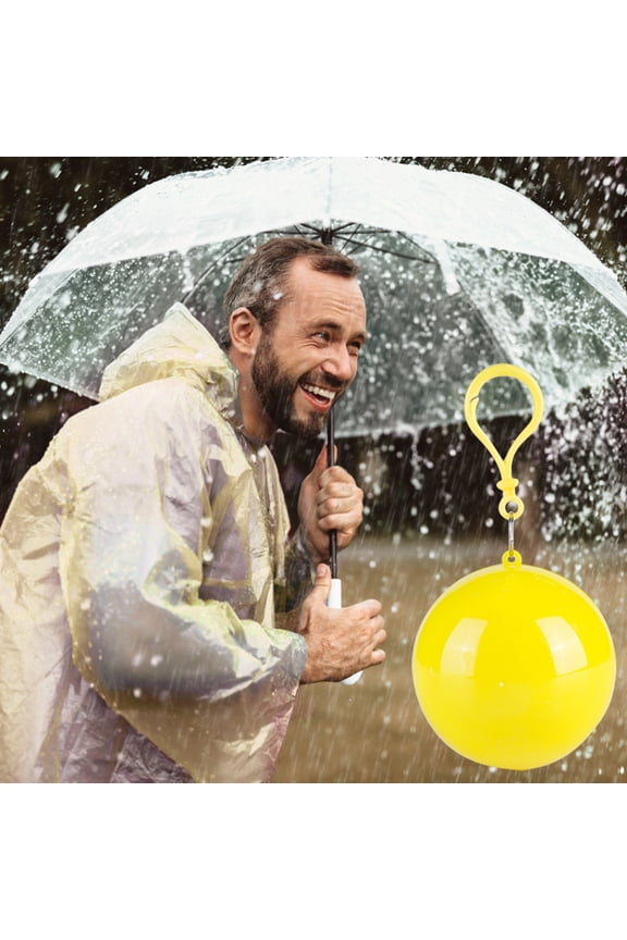 Portable Emergency Raincoat with Hood Lightweight Plastic Rain Poncho Clip-On for Backpack Purse Adult Size Keychain Rain Gear for Travel Outdoor Activities 1 Pack Assorted Colors