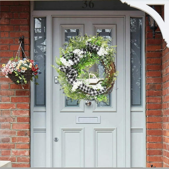 LHWEN Pumpkin Truck Wreath Front Door Farmhouse Decor Fall Vintage Autumn Wreath Rustic Hanging Sign Decoration Handmade Grapevine Home Kitchen Halloween Christmas Thanksgiving Gift for Friends