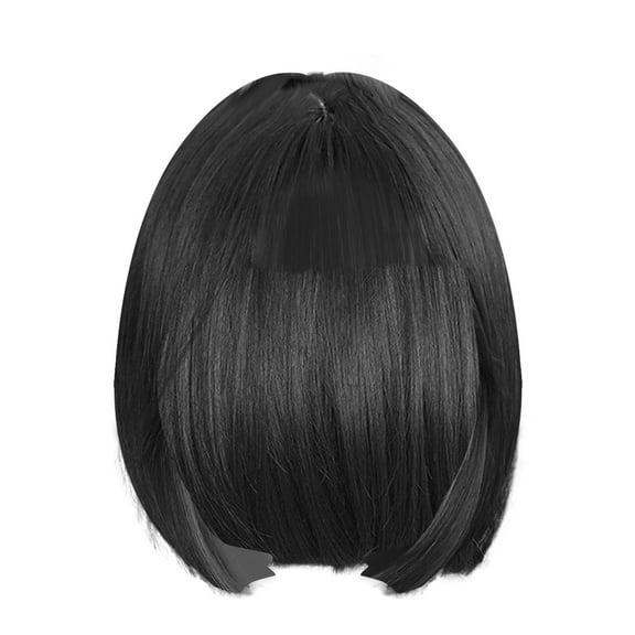 LHWEN Pure Desire Straight Hair Bobble Head Wig Full Head Set Short Hair for Women Natural Look Adjustable Cap Breathable Comfortable for Daily Wear Parties Halloween Fashion Shows