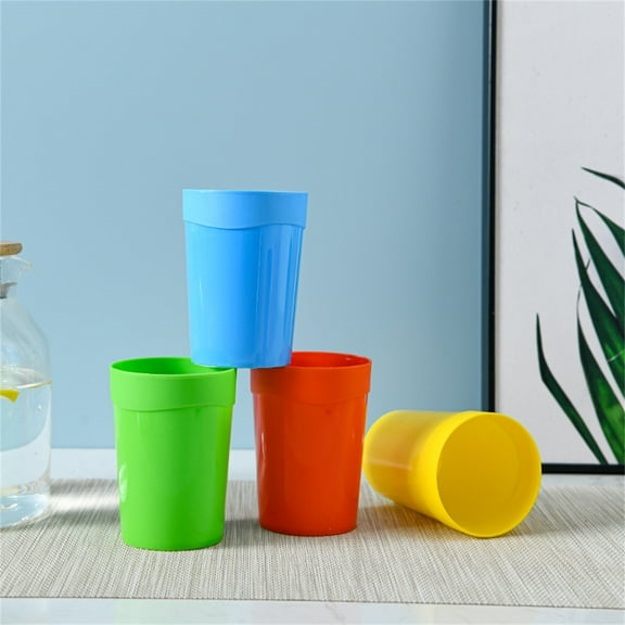 LHWEN Reusable Plastic Tumblers 12 Pack Colorful Drink Cups Lightweight Stackable Kids Cups for Parties BBQ Weddings Kitchen Brushing Teeth Hand Speed Stack Toy 400ml Random Colors DIY Customizable