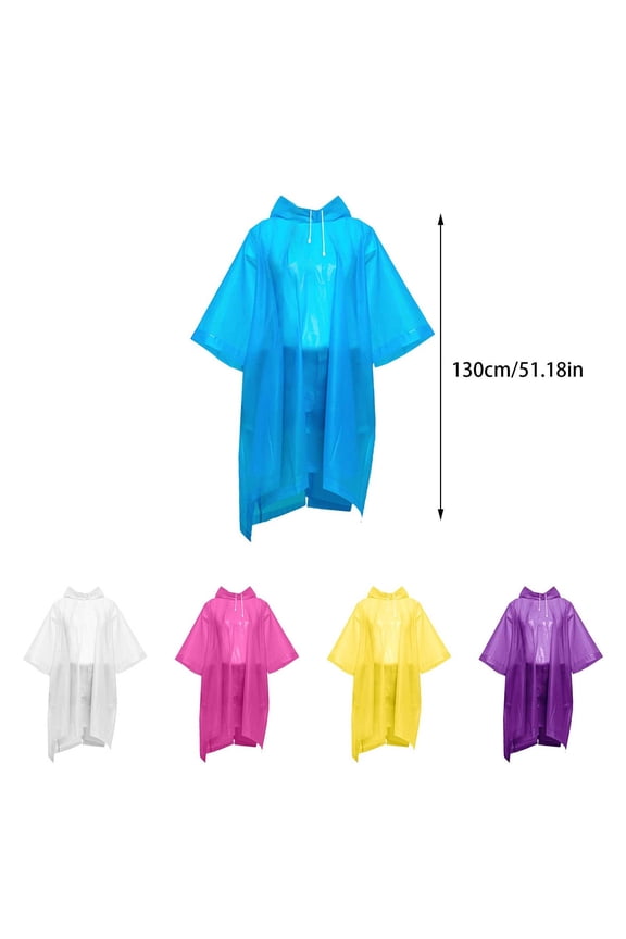 Reusable Rain Ponchos for Adults Lightweight EVA Raincoats with Hood for Men and Women Rain Jackets for Family Travel Parks Camping Hiking and Outdoor Activities Tear- and Foldable for Easy