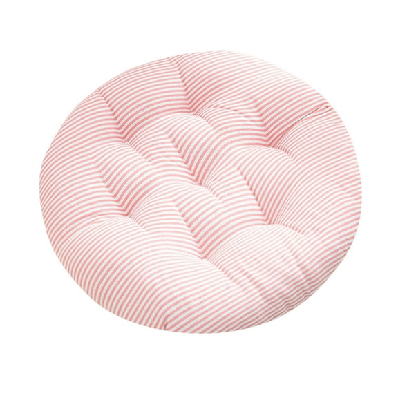 LHWEN Round Linen Cotton Cushion 16"x3" with Pearl Cotton Filling Comfortable Supportive Home Textiles for Computer Chairs and More