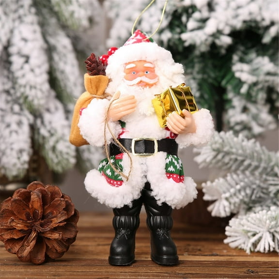 LHWEN Santa Figurines 8 Inch Christmas Standing Santa Plush Doll Xmas Statue Window Display Home Desktop Decoration Festive Indoor Outdoor Decor Holiday Gift Scene Ornament Attractive Appearance