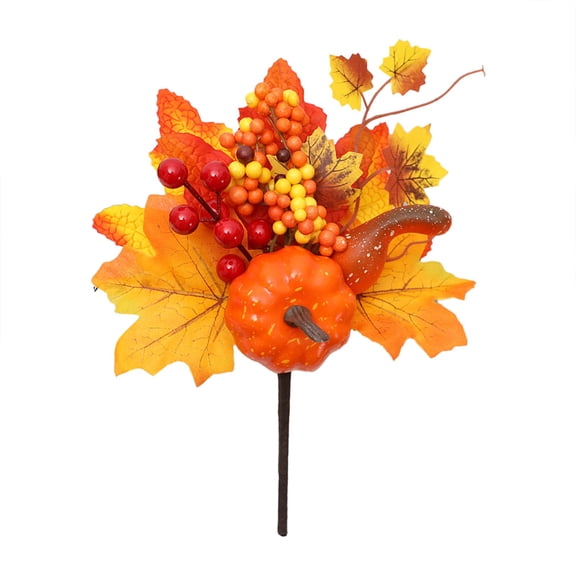 LHWEN Seasonal Decorative Plugs Maple Leaf Pumpkin and Red Fruit Accessories for Autumn Theme Beautify Your Home Garden with Fall Props Maple Leaf Decorations Pumpkin Accessories Red Fruit Decorations