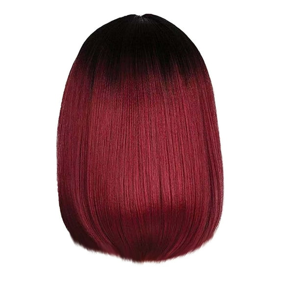 LHWEN Short Bob Wigs for Women 12 Inch Red Wine Straight Bob Lace Front Wig Natural and Soft Heat- High Temperature Fiber Adjustable Size Fits Head Circumference 20-23.5 inches Fashionable
