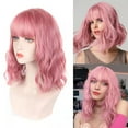 thumbnail image 1 of LHWEN Short Curly Hair Wig for Women Synthetic Wavy Bob Wig with High Temperature Silk Fiber No Frizz No Shedding Adjustable Straps Breathable Cap Multiple Colors Easy to Install Perfect for All Skin, 1 of 5