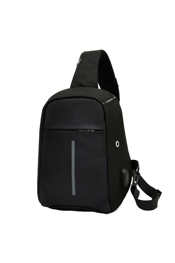 Sling Zipper Bag Lightweight Chest Shoulder Backpack USB Charging Port Rucksack Outdoor Sports Travel Versatile Everyday Bag Adjustable Strap Crossbody Work Handbag Shopping Bag Portable