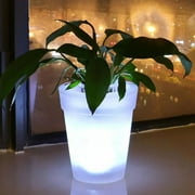 LHWEN Solar LED Flower Pot Efficient Durable Plastic Ivory White 16 5x16 5x19 Cm Indoor Outdoor Use Working Time 6 8 Hours Easy to Install Perfect for Balconies Gardens Bedrooms Etc