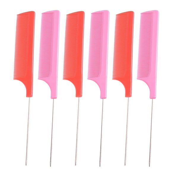 LHWEN Strong Metal Tail Comb for Hair Styling Needle Stem Heat Plastic Hairdressing Comb Set for Salon Cutting Parting Back Combing Restyling Teasing and Flexible Hair Tools for All Hair Types Lengths