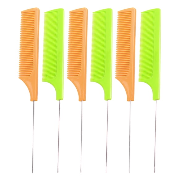 LHWEN Strong Metal Tail Comb for Hair Styling Needle Stem Heat Plastic Hairdressing Comb Set for Salon Cutting Parting Back Combing Restyling Teasing and Flexible Hair Tools for All Hair Types Lengths