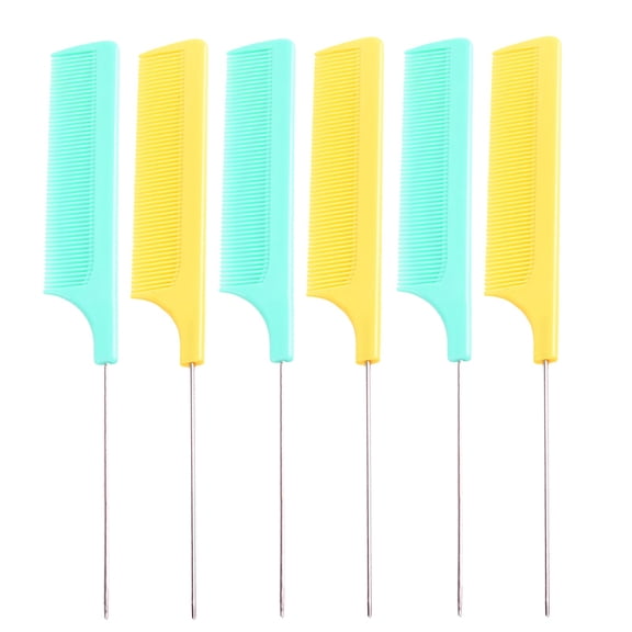 LHWEN Strong Metal Tail Comb for Hair Styling Needle Stem Heat Plastic Hairdressing Comb Set for Salon Cutting Parting Back Combing Restyling Teasing and Flexible Hair Tools for All Hair Types Lengths