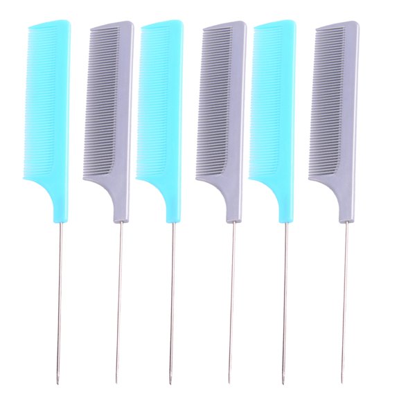 LHWEN Strong Metal Tail Comb for Hair Styling Needle Stem Heat Plastic Hairdressing Comb Set for Salon Cutting Parting Back Combing Restyling Teasing and Flexible Hair Tools for All Hair Types Lengths
