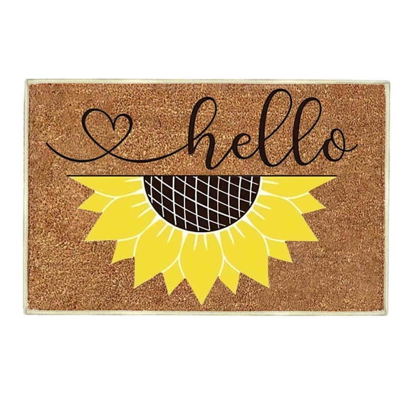 LHWEN Sunflower Welcome Door Mat Non-Slip Outdoor Rug for Front Door Spring Summer Entryway Mat Decorative Sunflower Doormat for Patio Porch Garage and Garden Low Profile Design Perfect for Indoor