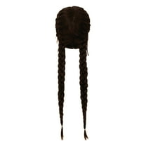 LHWEN Synthetic Long Braided Wig for Women Heat Fiber Lace Front Black Wig with Light Brown Highlights 25.6 Inches Adjustable Cap for Daily Wear and Thick and Soft Natural Look Ideal