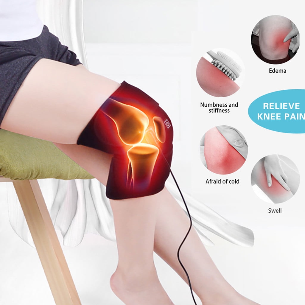 LHWEN Therapeutic Heated Knee Brace Wrap with Warm Massage and Adjustable Compression Electric Heating Pad for Knee and Discomfort Ideal for Fitness Yoga and Outdoor Activities USB Powered Neoprene