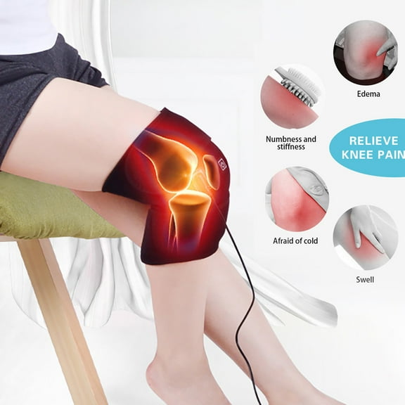 LHWEN Therapeutic Heated Knee Brace Wrap with Warm Massage and Adjustable Compression Electric Heating Pad for Knee and Discomfort Ideal for Fitness Yoga and Outdoor Activities USB Powered Neoprene