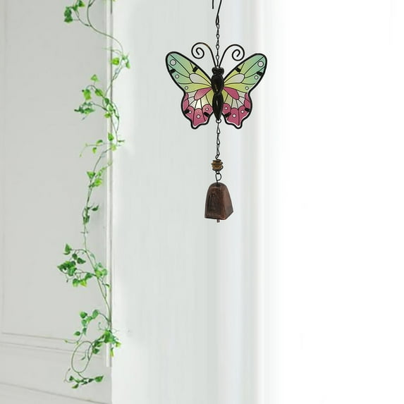 LHWEN Traditional Wind Chimes Solid Wood Metal Pendant Home Garden Decoration Lightweight Luck Bringer for Window Door Courtyard Trees Holiday Anniversary Gift Indoor Outdoor Decor 35cm Ornament