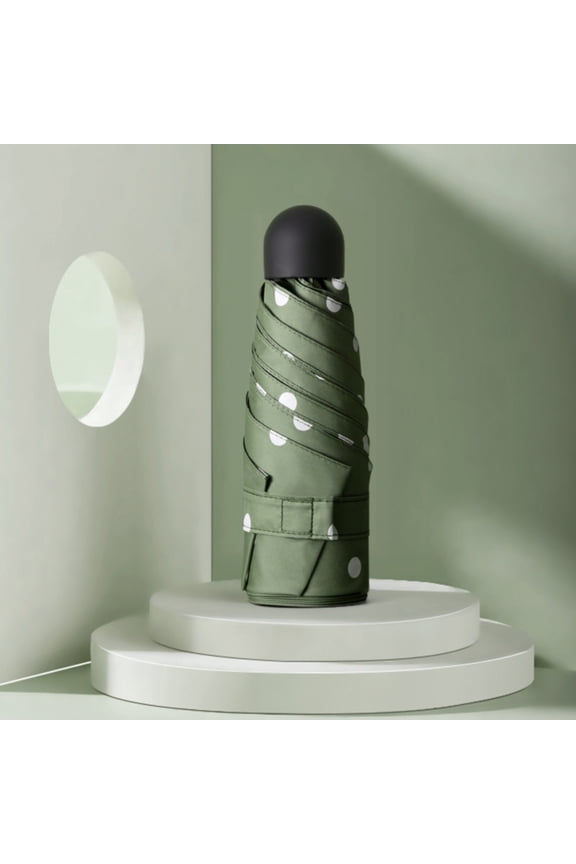 Ultra Light Travel Pocket Umbrella Windproof Polka Dot Design Compact Sun and Rain Umbrella for Women UPF 50+ Small Foldable Umbrella for Business and Daily Use Perfect Gift for Travel