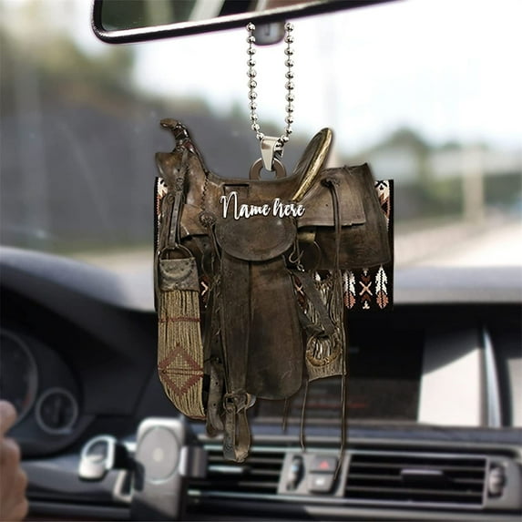 LHWEN Unique Saddle Cowboy Ornament Acrylic Cowboy Boots Hat Car Rear View Ornaments Custom Christmas Tree Hanging Decor Cowboy Gifts Door Decorations Home Patio Garden Festive Holiday Decor