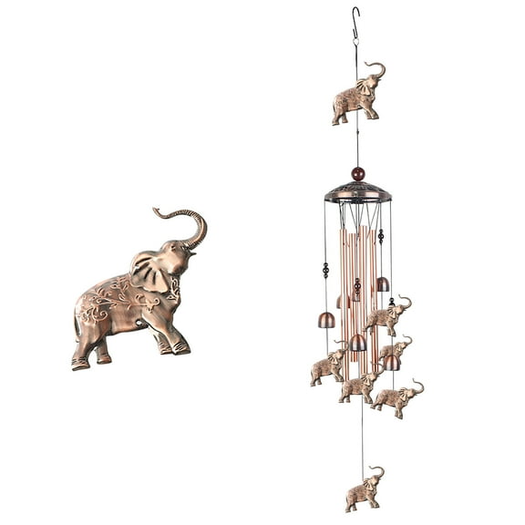 LHWEN Vintage Elephant Wind Home Chime Wrought Pendant Garden Hummingbird Decoration & Hangs Auditory Decoration Yard Balcony Door Room Relaxation Sound 11.5cm×85cm Indoor Outdoor Use Terraces