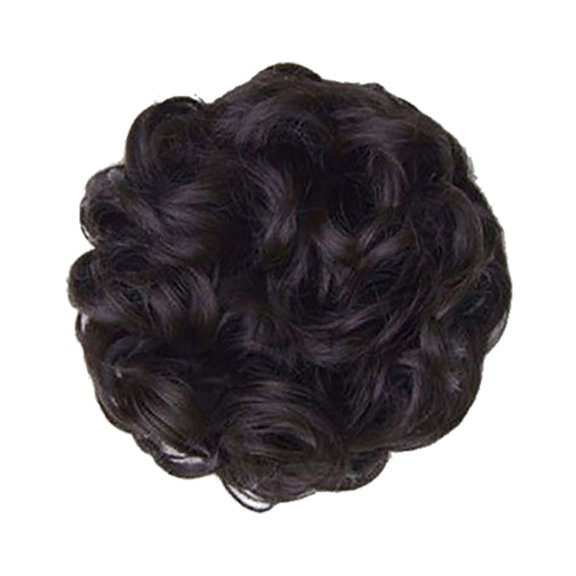 LHWEN Wavy Curly Messy Hair Extensions Donut Hair Chignons Synthetic Ponytail Scrunchies for Women Easy to Use and Maintain Silky Soft and Smooth Available in Multiple Colors: Dark Black, Dark Brown