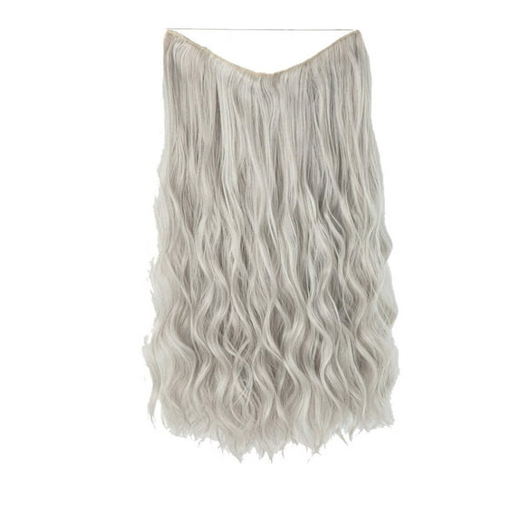 LHWEN White Wire Hair Extension Long Synthetic Clip In Wave Curly Hairpiece For Women 20 Inch Adjustable Size Transparent Headband Beauty Salon Straight Hair Fun Lace Wavy Curls Braided Hair