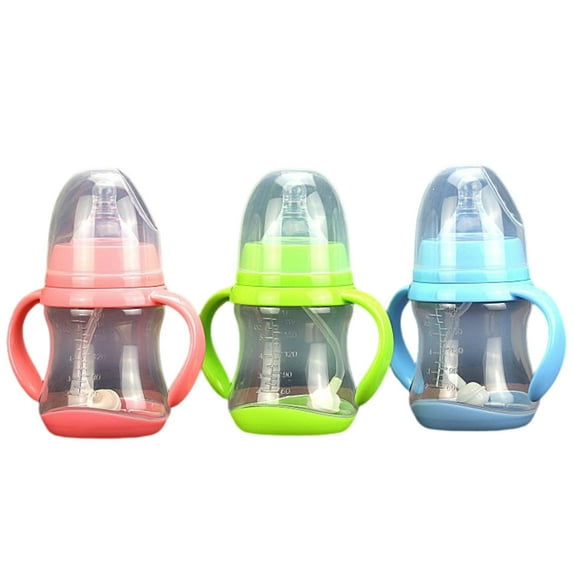 LHWEN Wide Caliber PP Baby Bottle with Handle Anti Drop Anti Flatulence Plastic Baby Bottle Easy Clean Comfortable Feeding Newborn Toddler Grip Lightweight Ideal for All Ages