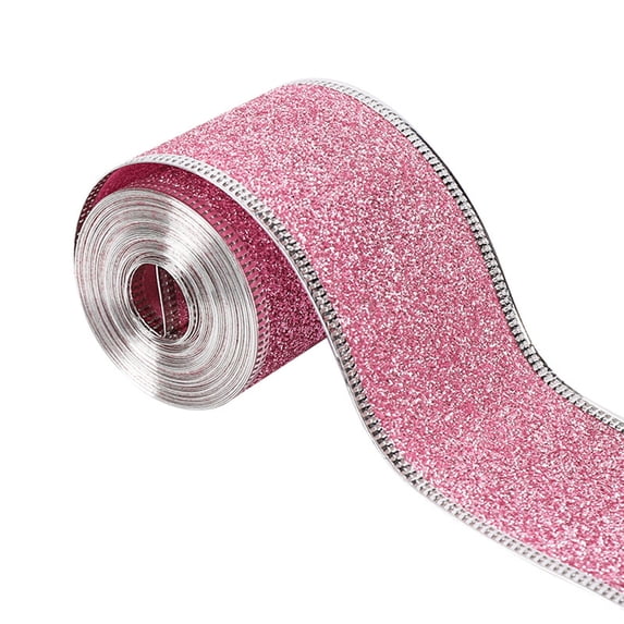 LHWEN Wide Christmas Ribbon with Gold Wired Edge Glitter Metallic for Gift Wrapping DIY Crafts Decor 4 Colors Silver Perfect for Xmas Trees Gift Packages and Festival Decorations